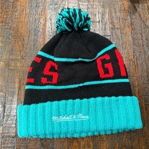 Mitchell & Ness Black and Teal Knit Beanie